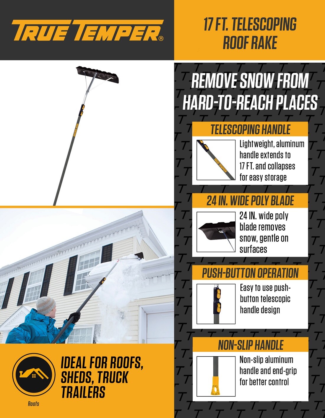 True Temper 17 ft. Telescoping Roof Rake193055510 The Home Depot